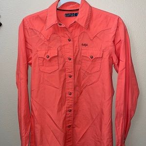Ladies, western, long sleeve button up shirt, size S
